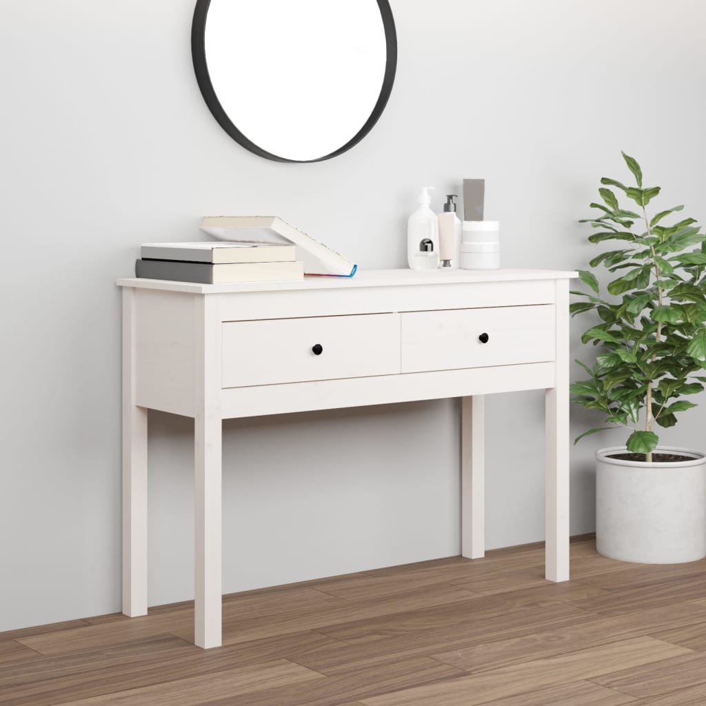 Table console Blanc 100x35x75 cm Bois massif de pin - XIOS