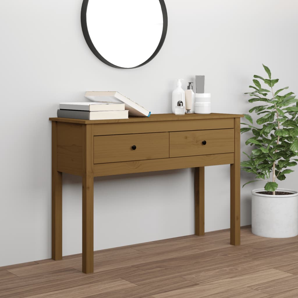 Table console Marron miel 100x35x75 cm Bois massif de pin - XIOS