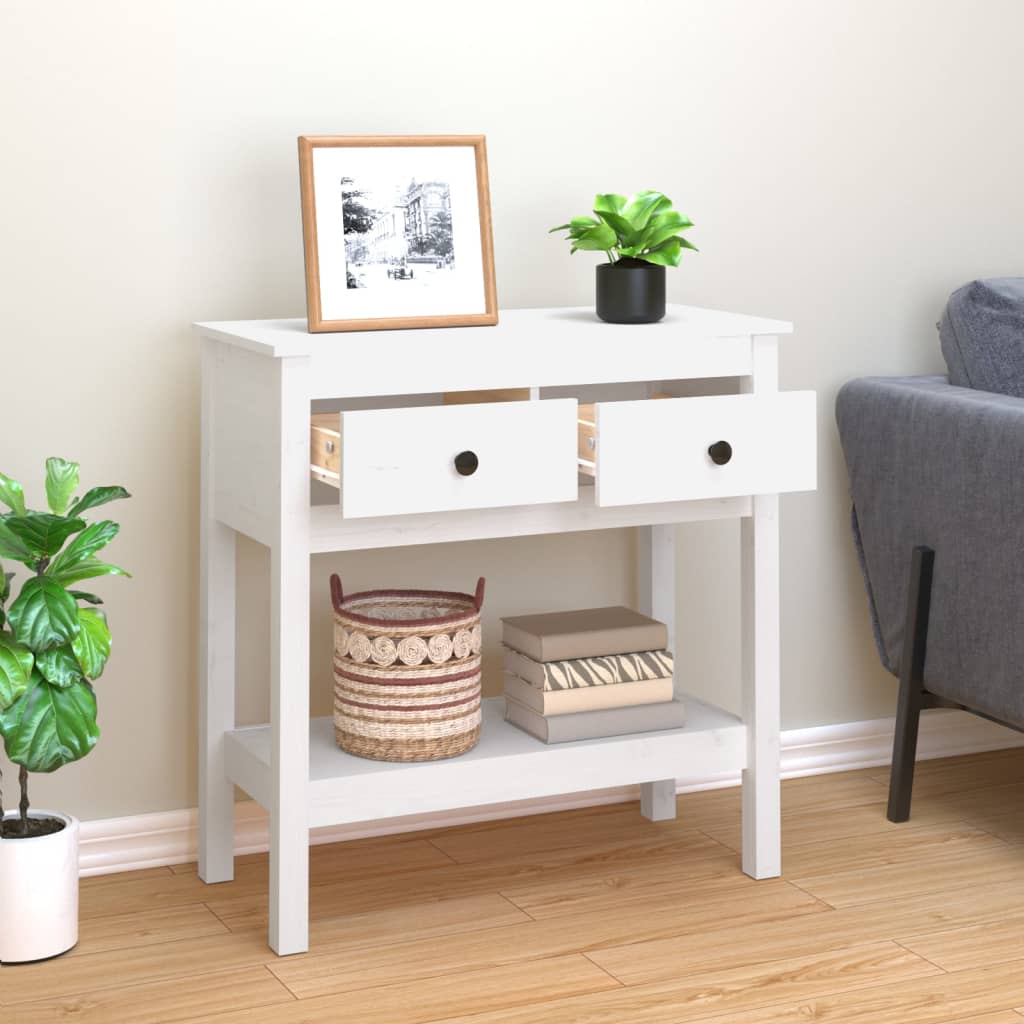 Table console Blanc 75x35x75 cm Bois massif de pin - XIOS