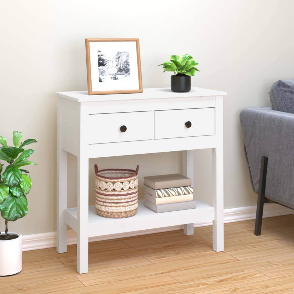 Table console Blanc 75x35x75 cm Bois massif de pin - XIOS