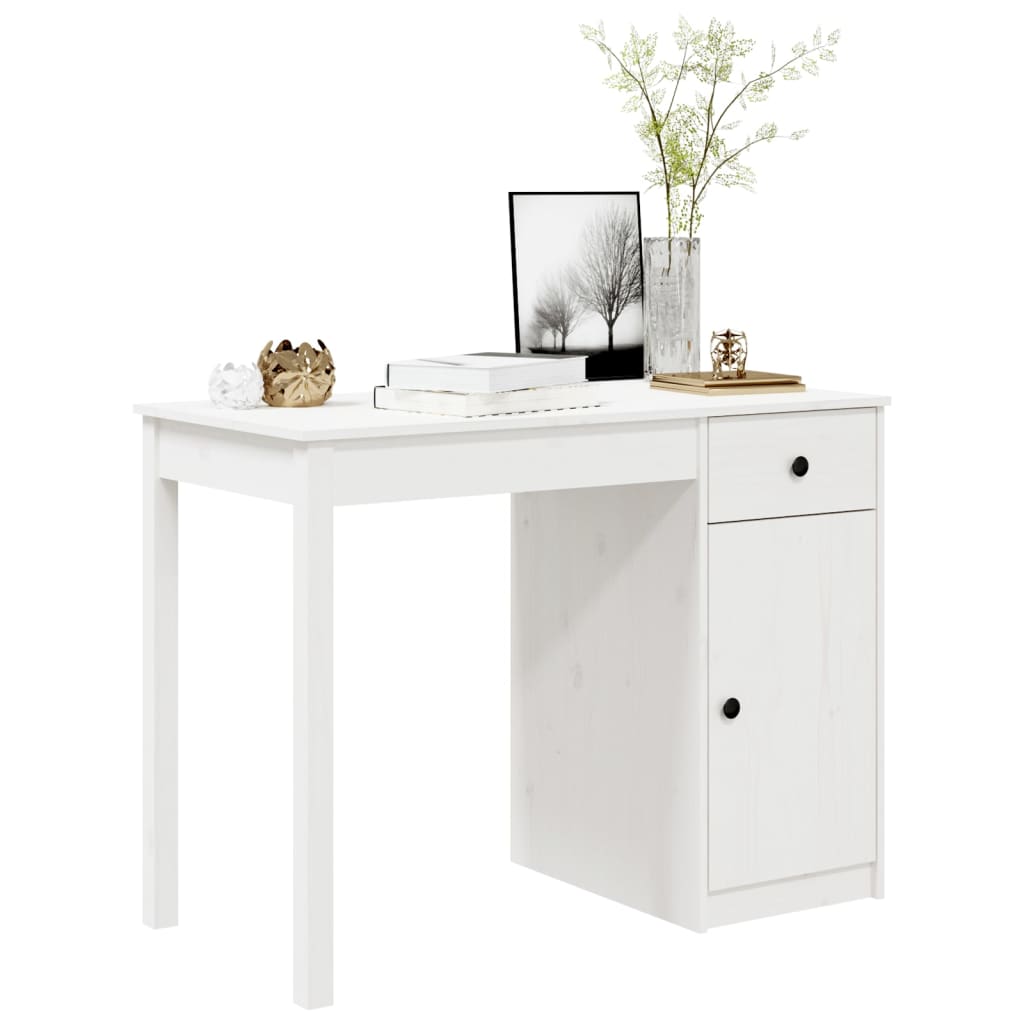 Bureau Blanc 100x50x75 cm Bois massif de pin - XIOS