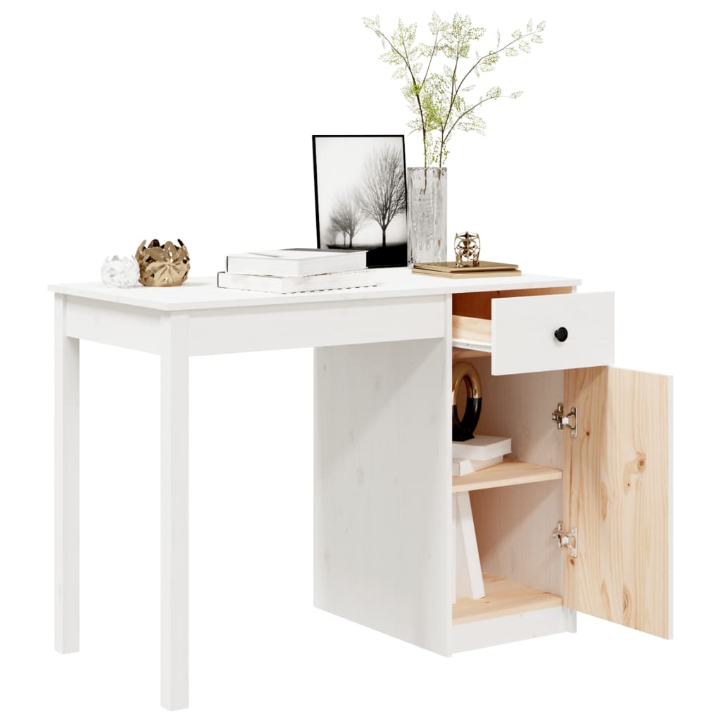 Bureau Blanc 100x50x75 cm Bois massif de pin - XIOS