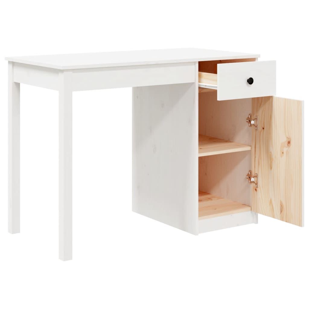 Bureau Blanc 100x50x75 cm Bois massif de pin - XIOS