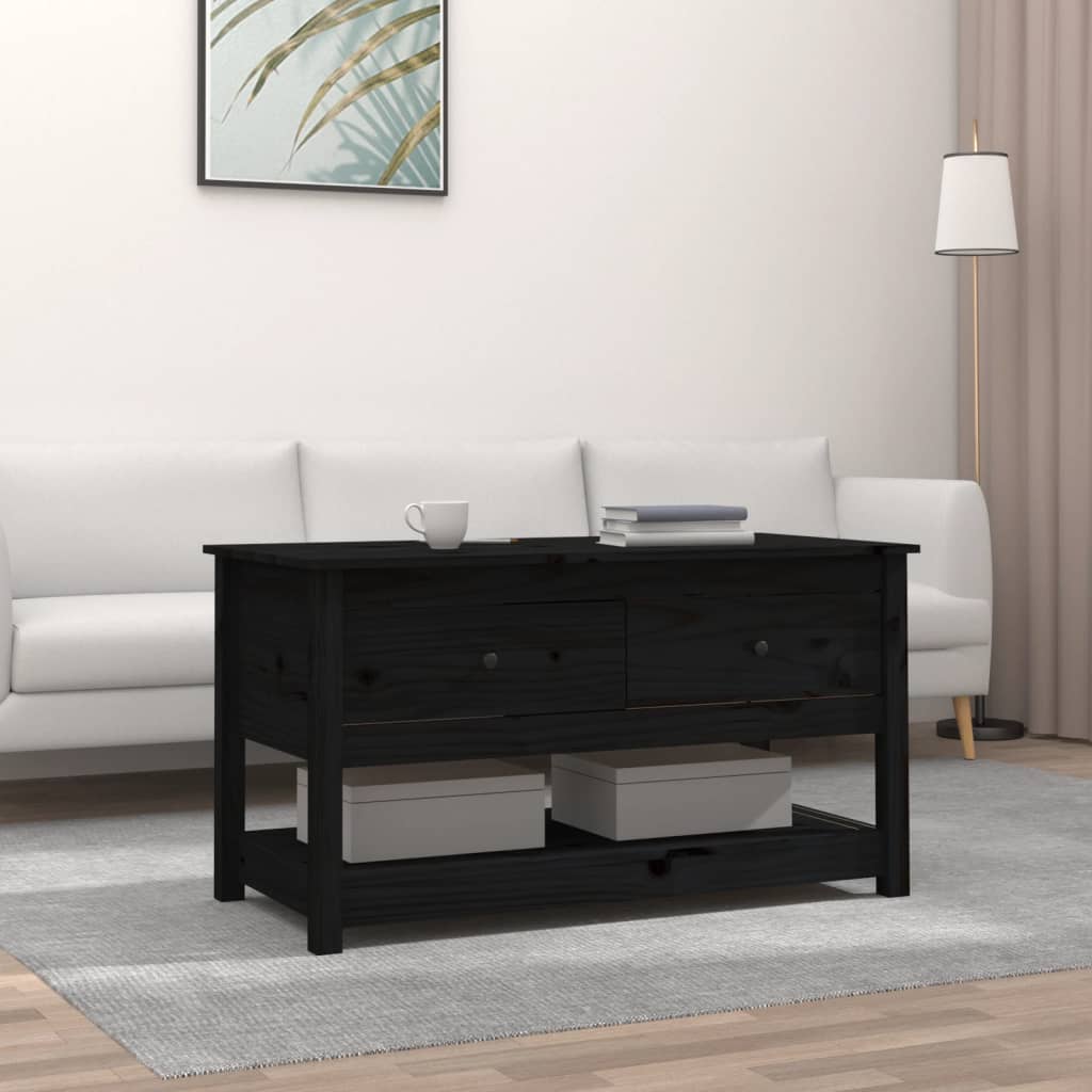 Table basse Noir 102x49x55 cm Bois massif de pin - XIOS