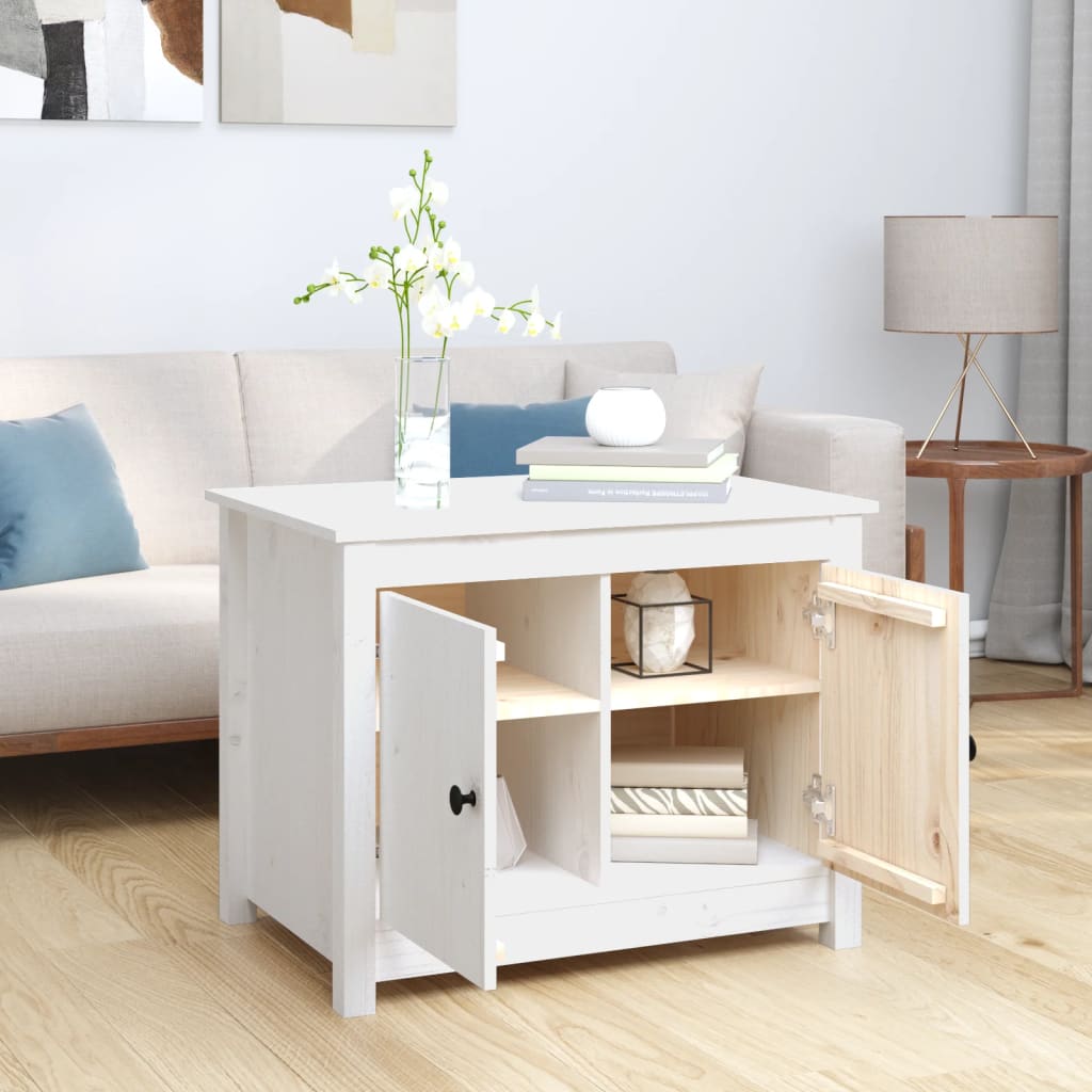 Table basse Blanc 71x49x55 cm Bois massif de pin - XIOS