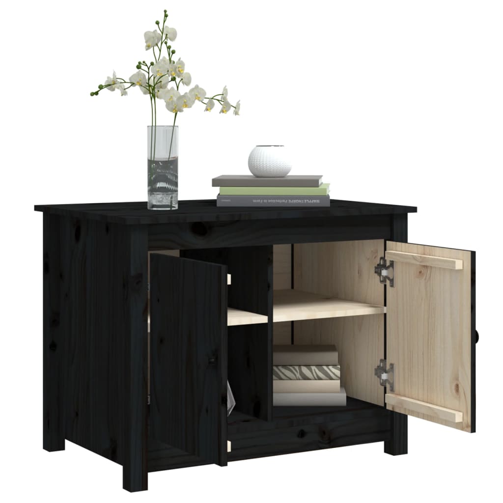Table basse Noir 71x49x55 cm Bois massif de pin - XIOS