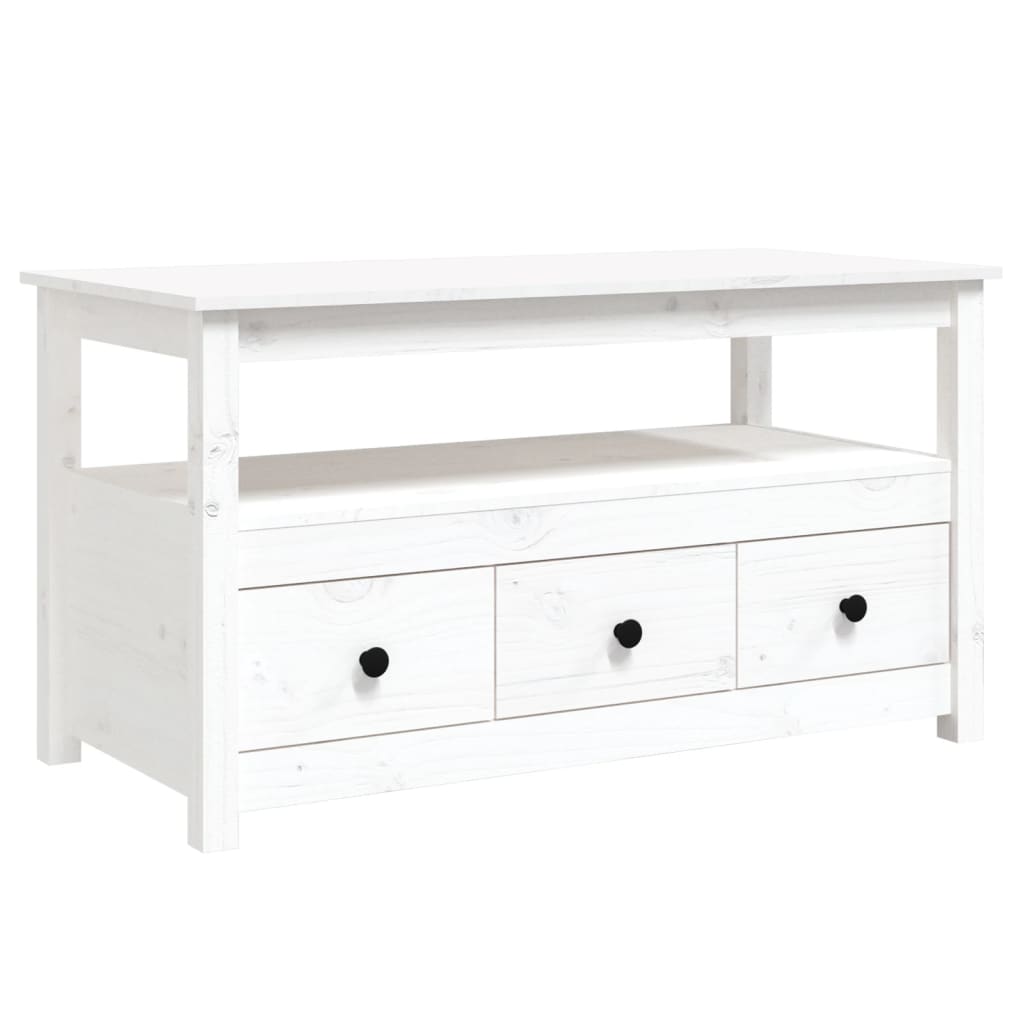Table basse Blanc 102x49x55 cm Bois massif de pin