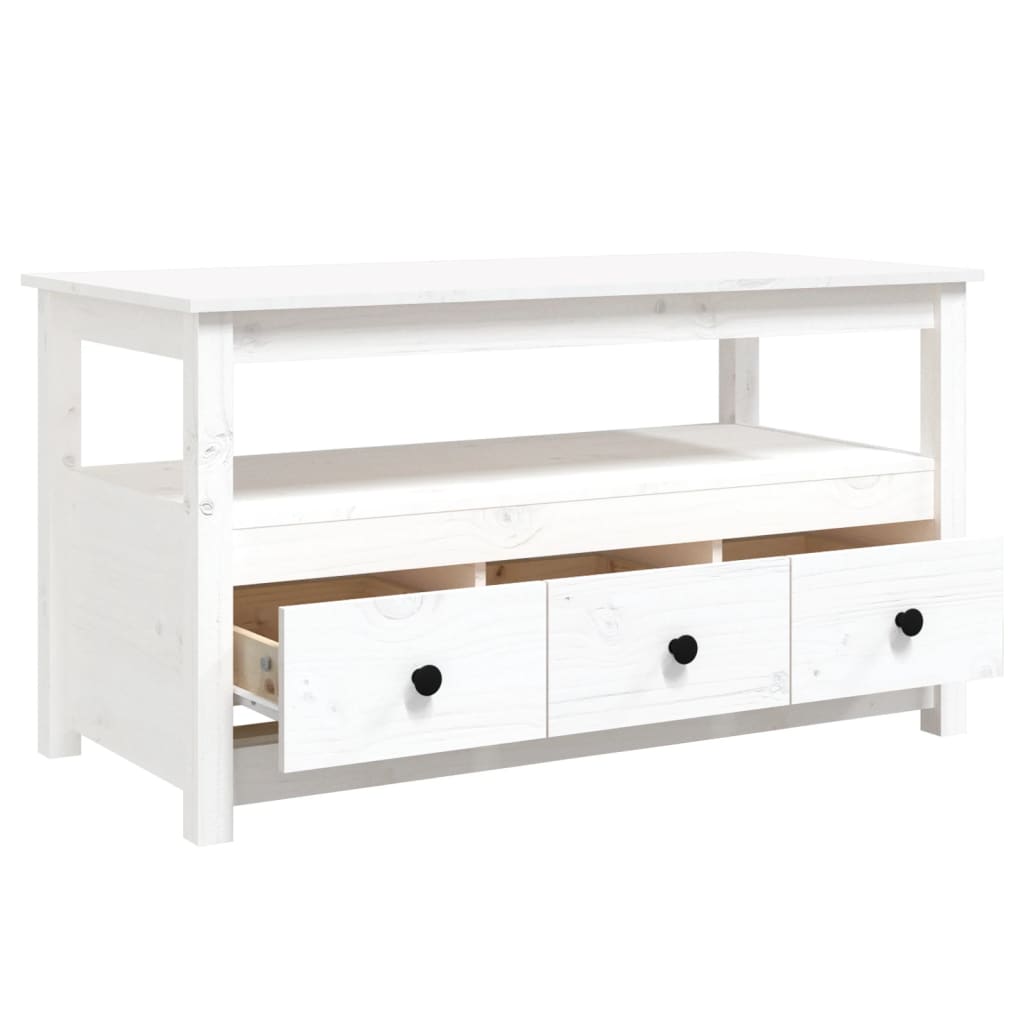 Table basse Blanc 102x49x55 cm Bois massif de pin