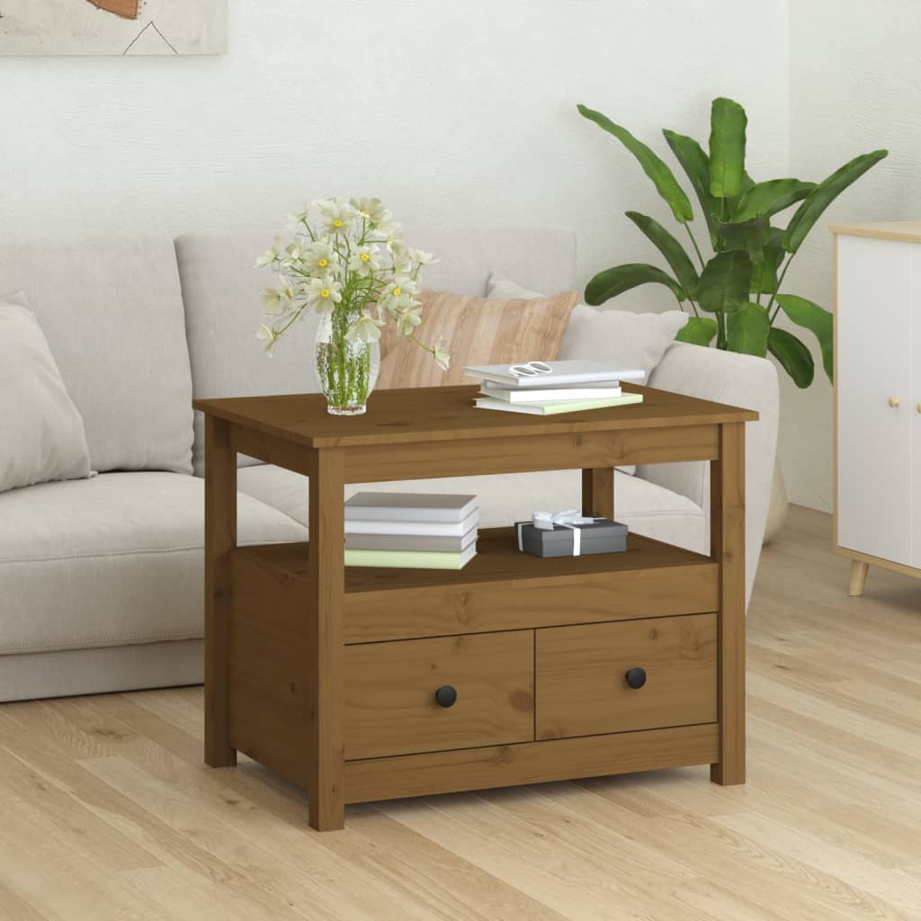 Table basse Marron miel 71x49x55 cm Bois massif de pin - XIOS