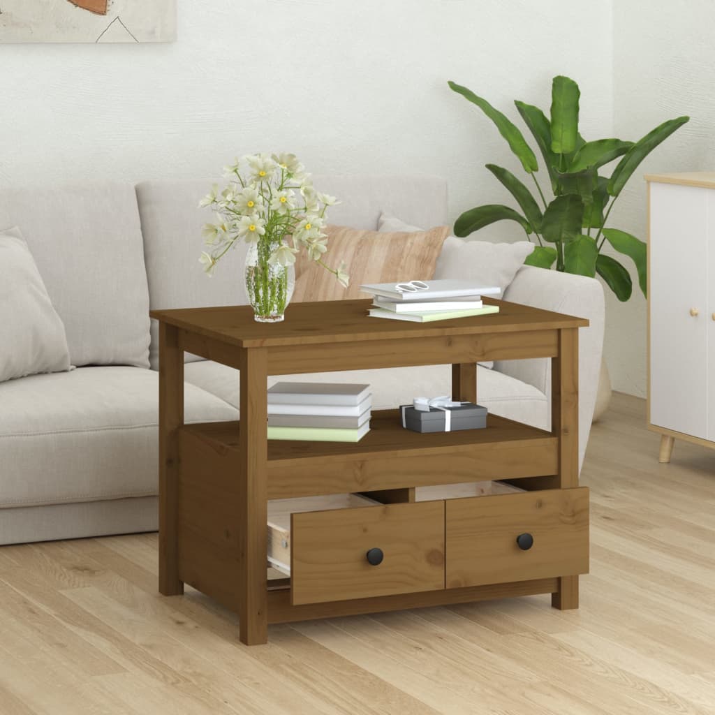Table basse Marron miel 71x49x55 cm Bois massif de pin - XIOS