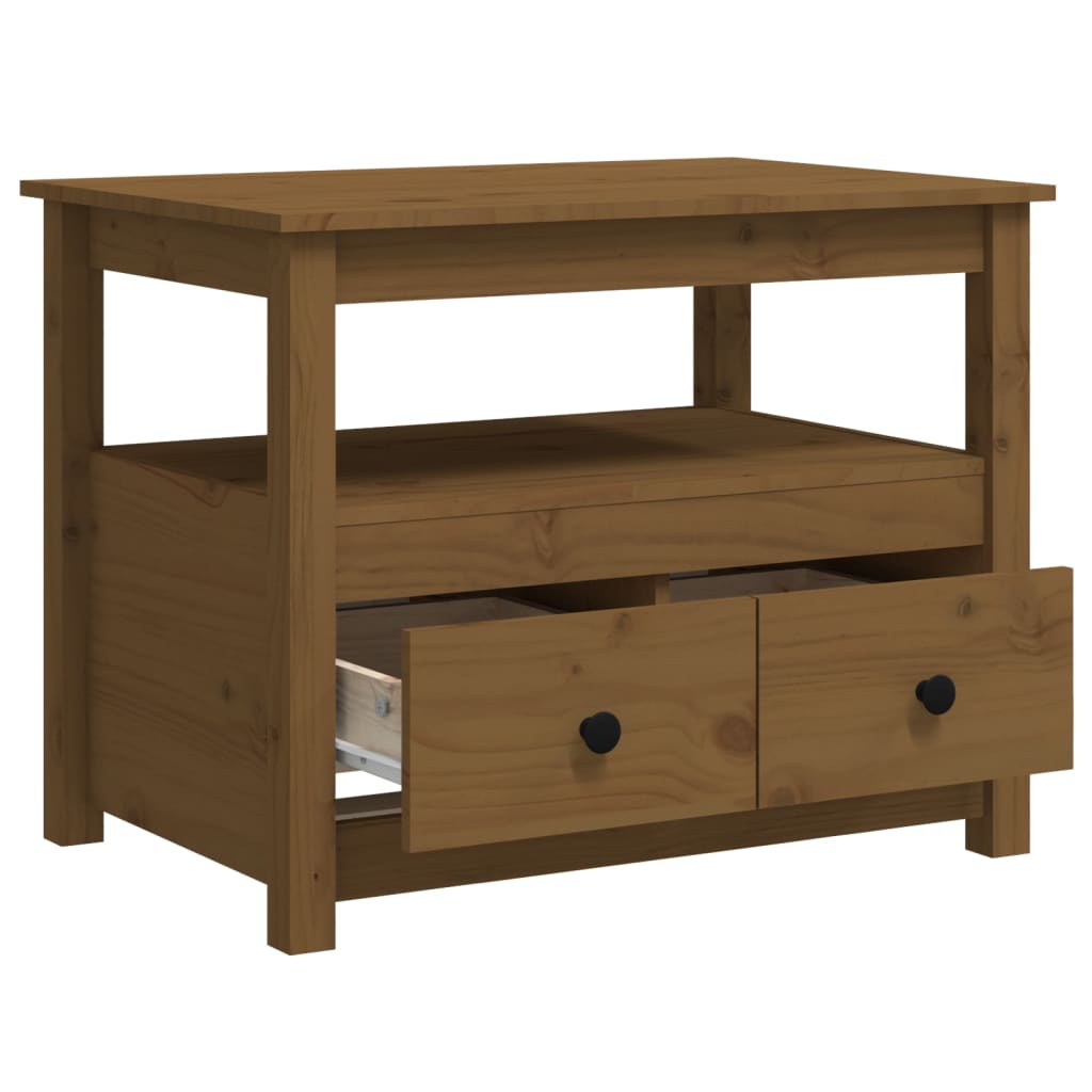 Table basse Marron miel 71x49x55 cm Bois massif de pin - XIOS