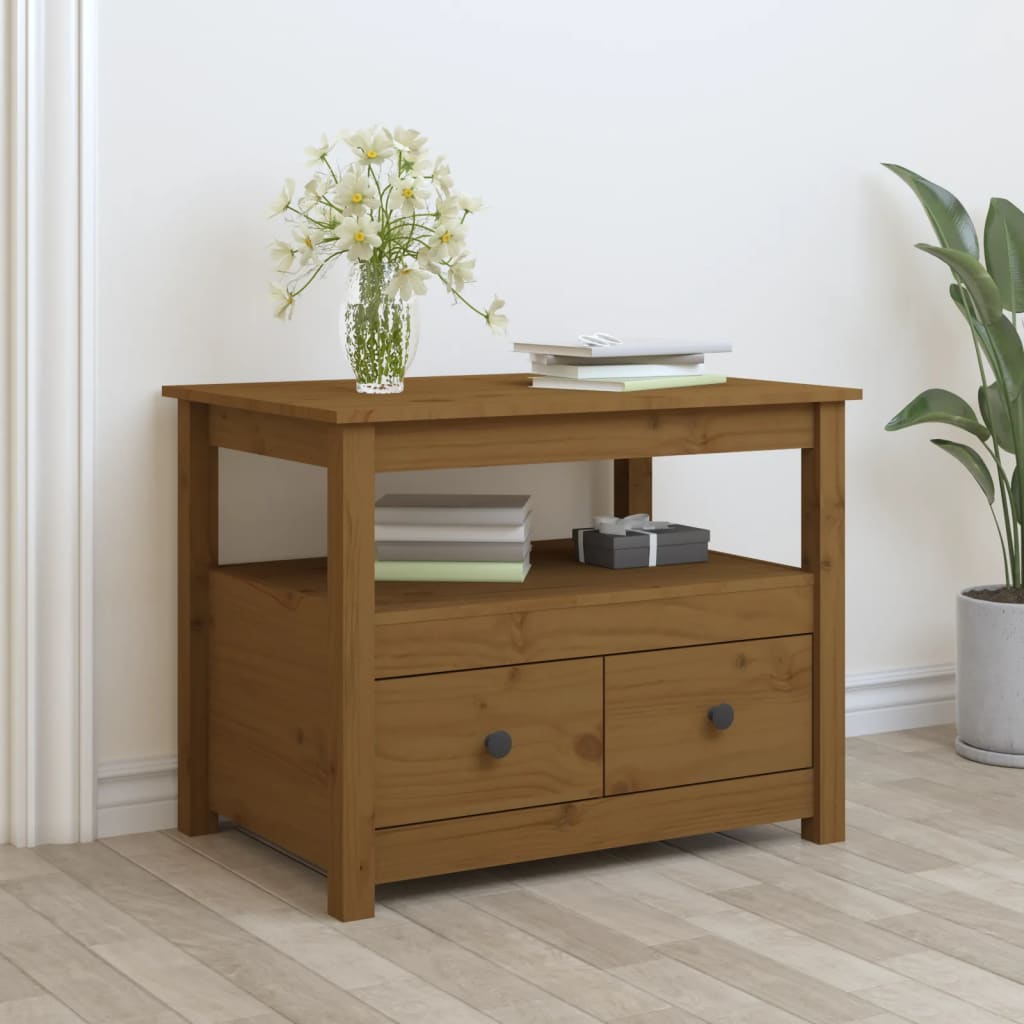 Table basse Marron miel 71x49x55 cm Bois massif de pin - XIOS