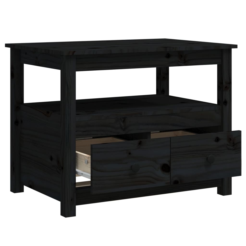 Table basse Noir 71x49x55 cm Bois massif de pin - XIOS