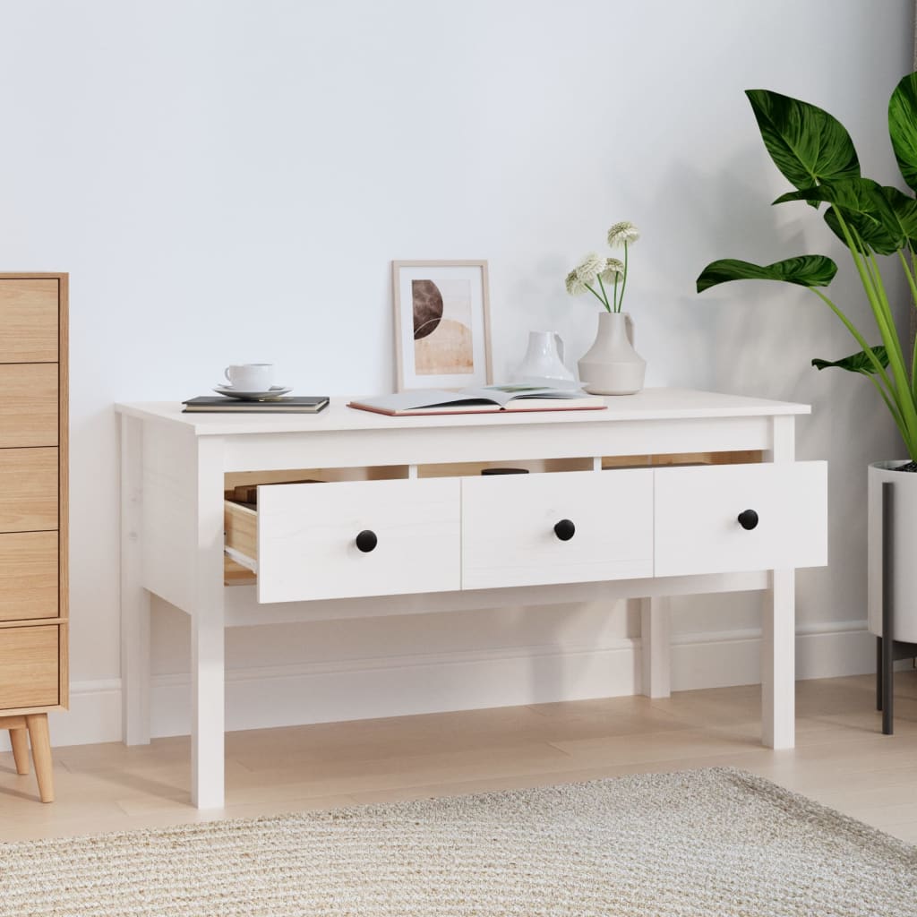 Table basse Blanc 102x49x55 cm Bois massif de pin - XIOS