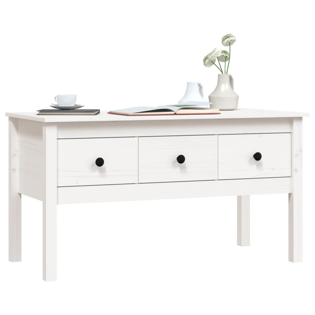 Table basse Blanc 102x49x55 cm Bois massif de pin - XIOS