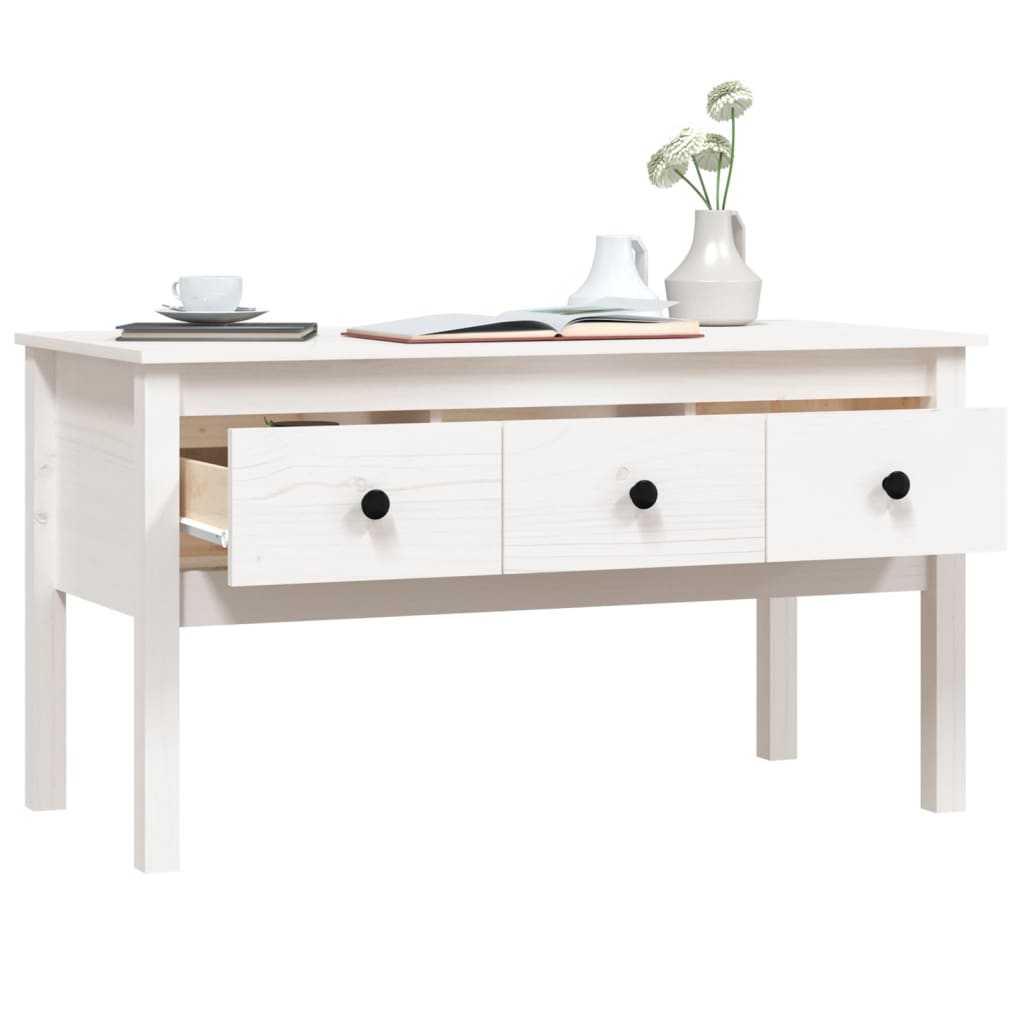 Table basse Blanc 102x49x55 cm Bois massif de pin - XIOS