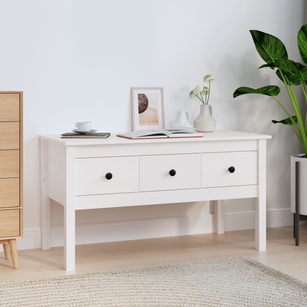 Table basse Blanc 102x49x55 cm Bois massif de pin - XIOS