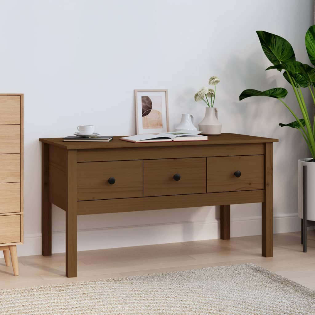 Table basse Marron miel 102x49x55 cm Bois massif de pin - XIOS