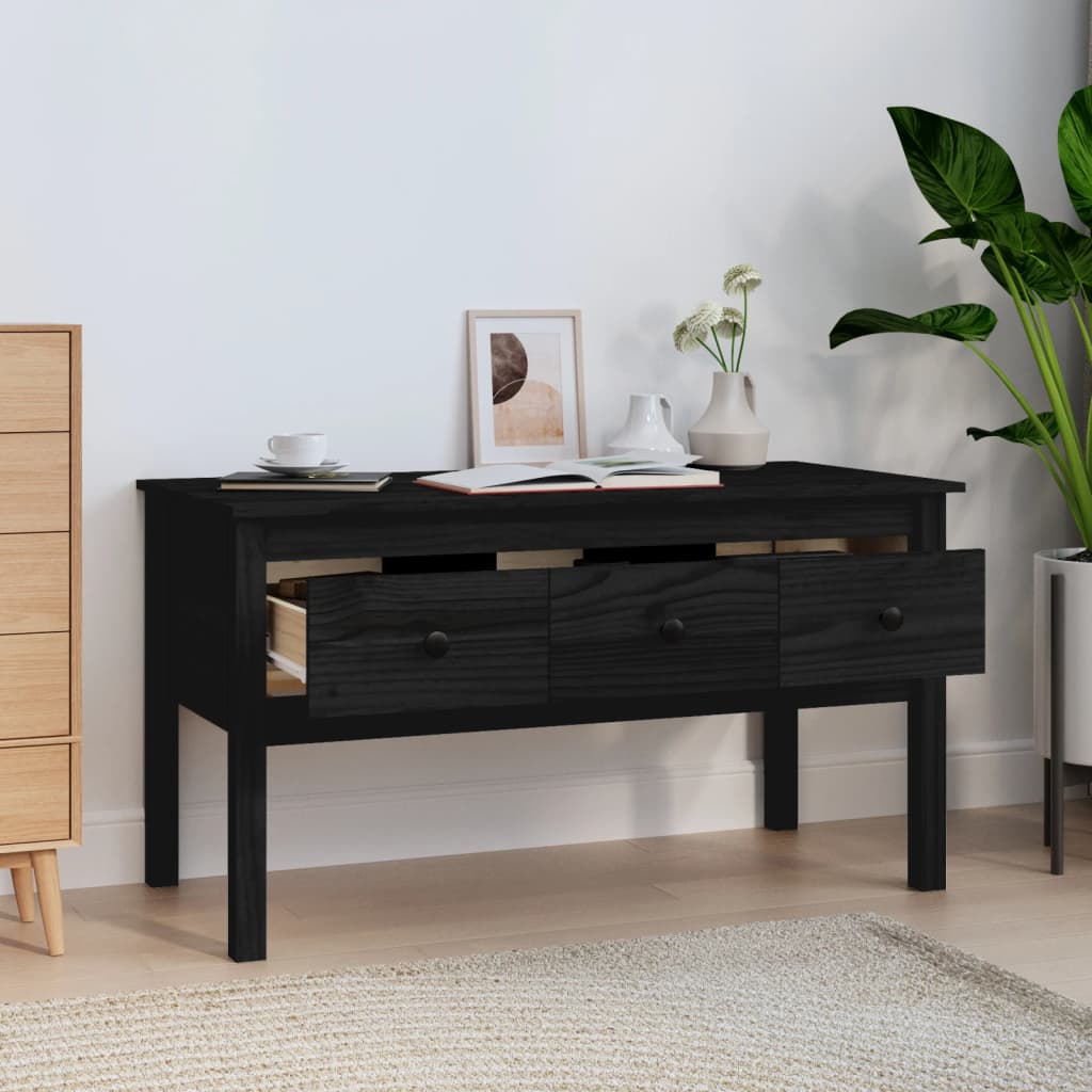 Table basse Noir 102x49x55 cm Bois massif de pin - XIOS