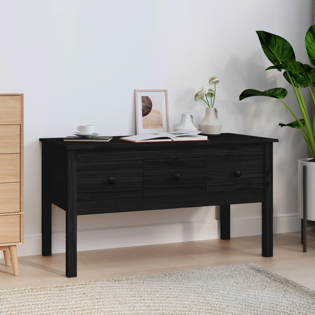 Table basse Noir 102x49x55 cm Bois massif de pin - XIOS