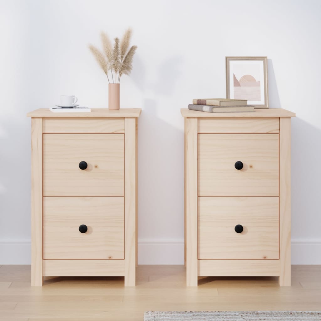 Tables de chevet 2 pcs 40x35x61,5 cm Bois de pin massif - XIOS