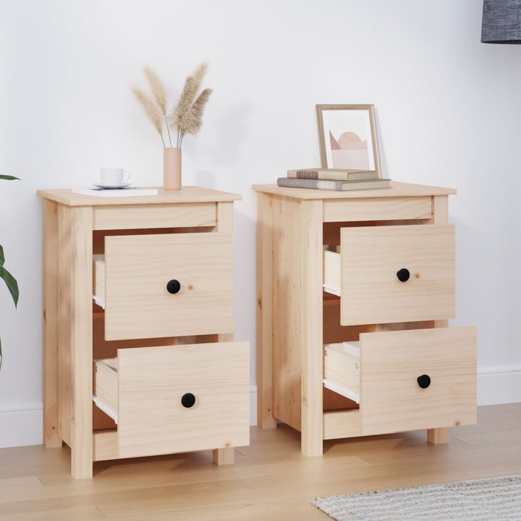 Tables de chevet 2 pcs 40x35x61,5 cm Bois de pin massif - XIOS