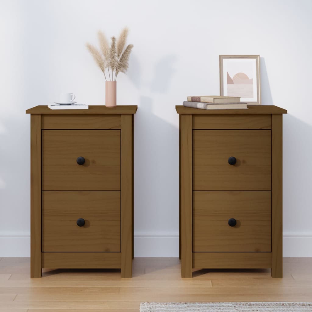 Tables de chevet 2 pcs Marron miel 40x35x61,5 cm Pin solide - XIOS