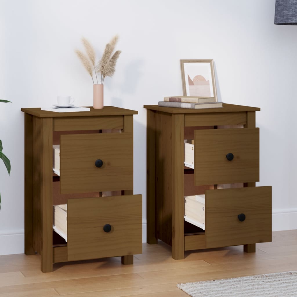 Tables de chevet 2 pcs Marron miel 40x35x61,5 cm Pin solide - XIOS