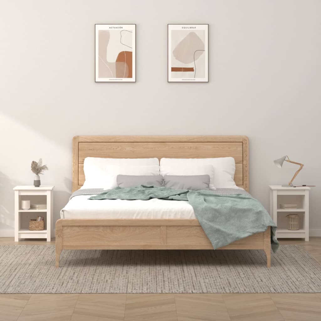 Tables de chevet 2 pcs Blanc 40x35x55 cm Bois de pin solide - XIOS
