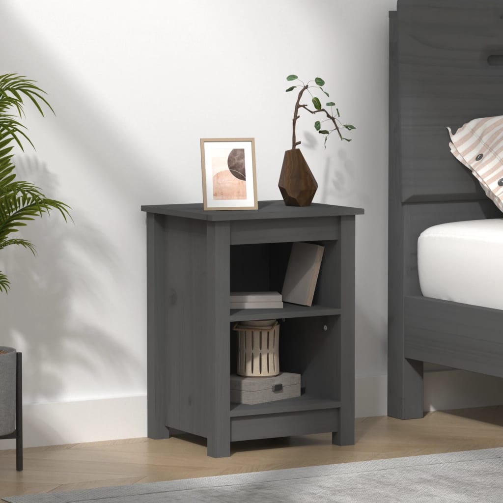 Table de chevet Gris 40x35x55 cm Bois de pin solide - XIOS