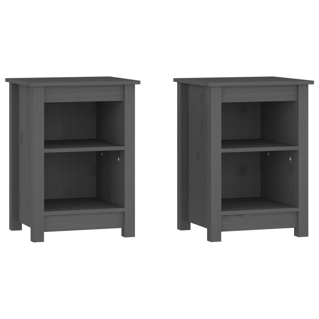 Tables de chevet 2 pcs Gris 40x35x55 cm Bois de pin solide - XIOS