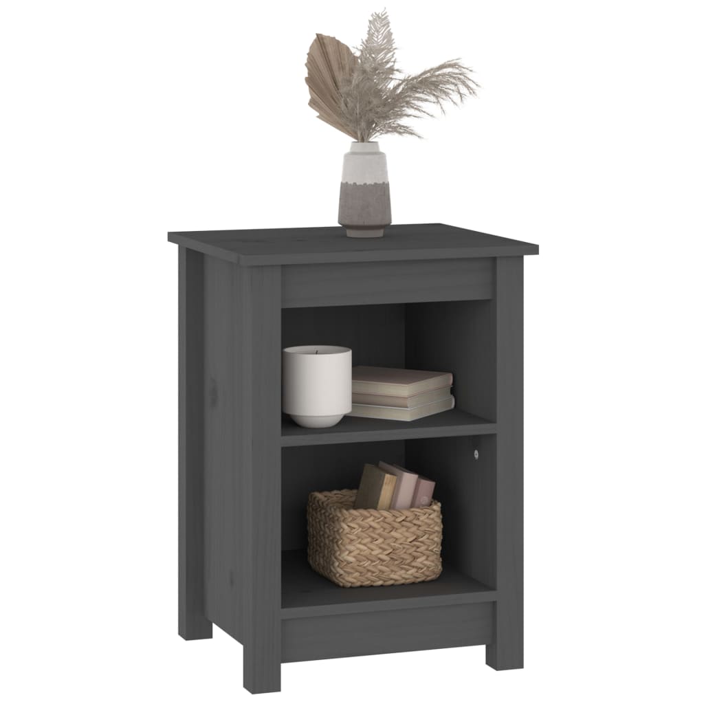 Tables de chevet 2 pcs Gris 40x35x55 cm Bois de pin solide - XIOS