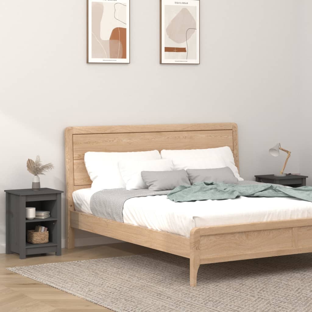 Tables de chevet 2 pcs Gris 40x35x55 cm Bois de pin solide - XIOS