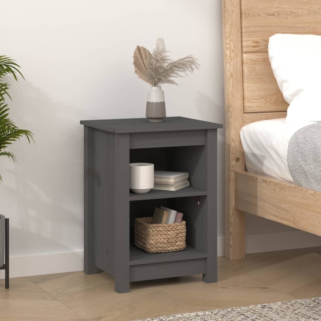 Tables de chevet 2 pcs Gris 40x35x55 cm Bois de pin solide - XIOS