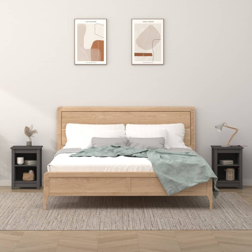 Tables de chevet 2 pcs Gris 40x35x55 cm Bois de pin solide - XIOS
