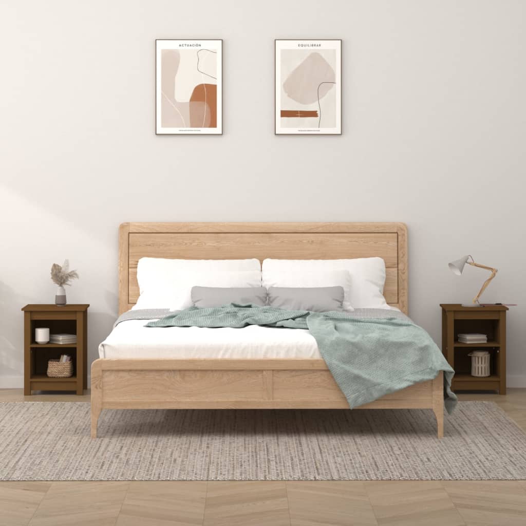 Tables de chevet 2 pcs Marron miel 40x35x55 cm Bois pin massif - XIOS