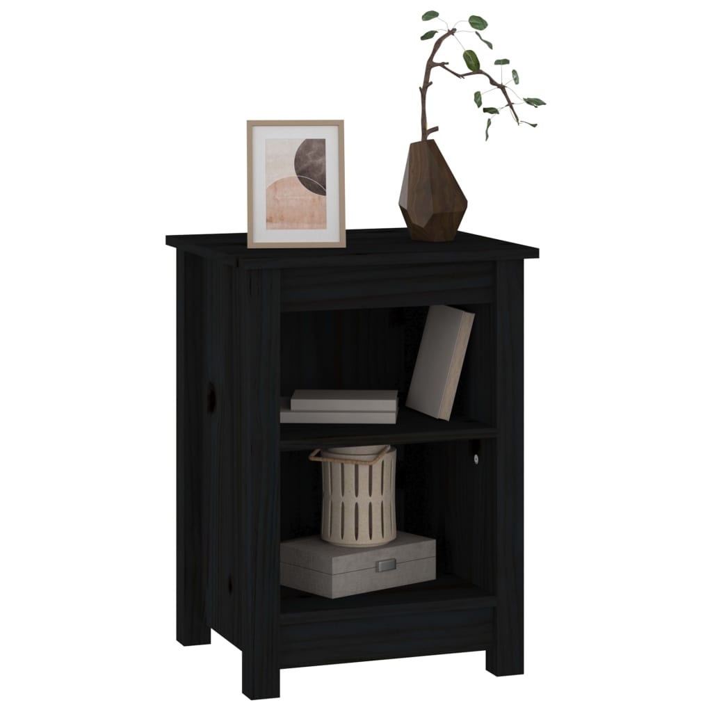 Table de chevet Noir 40x35x55 cm Bois de pin solide - XIOS