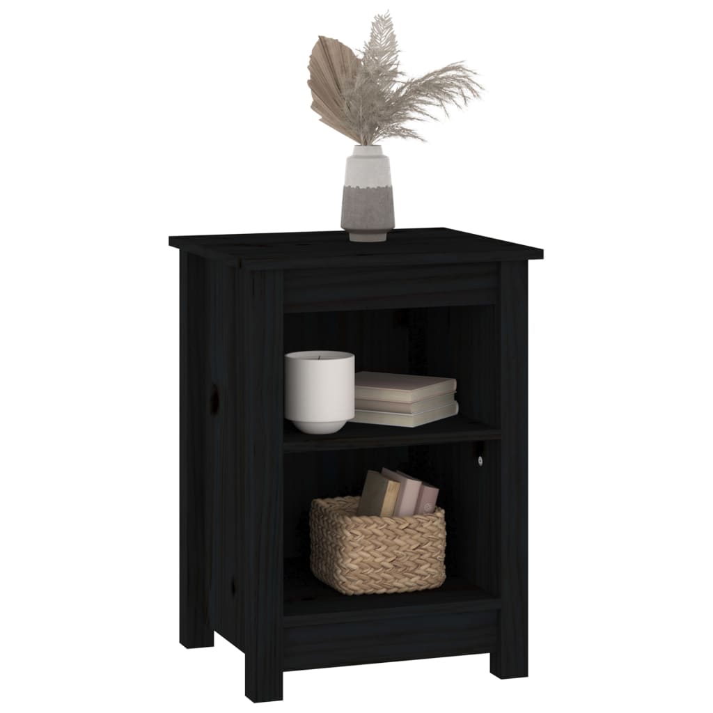 Tables de chevet 2 pcs Noir 40x35x55 cm Bois de pin solide - XIOS