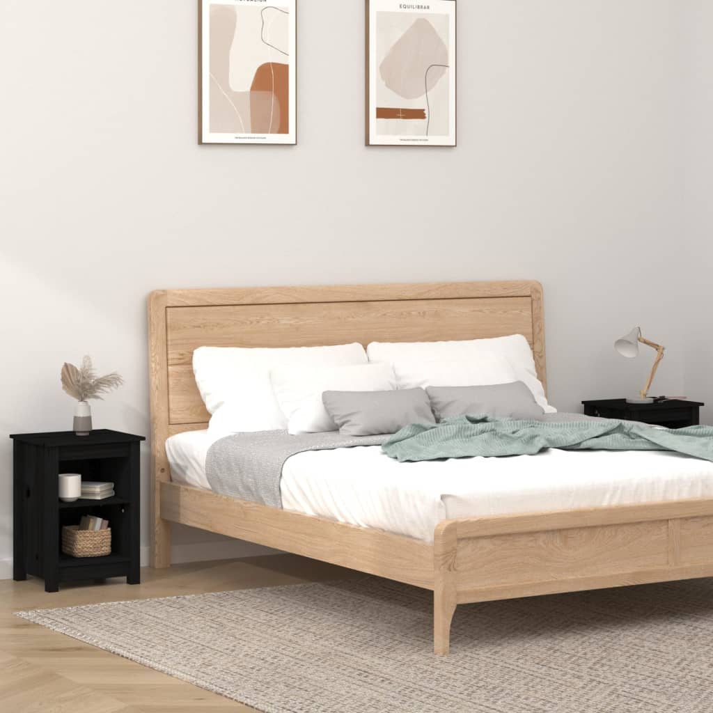 Tables de chevet 2 pcs Noir 40x35x55 cm Bois de pin solide - XIOS