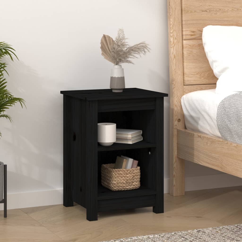 Tables de chevet 2 pcs Noir 40x35x55 cm Bois de pin solide - XIOS