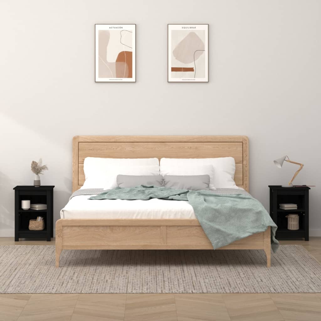 Tables de chevet 2 pcs Noir 40x35x55 cm Bois de pin solide - XIOS