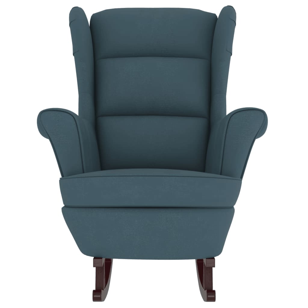 Chaise à bascule avec pieds en bois et tabouret Bleu Velours - XIOS