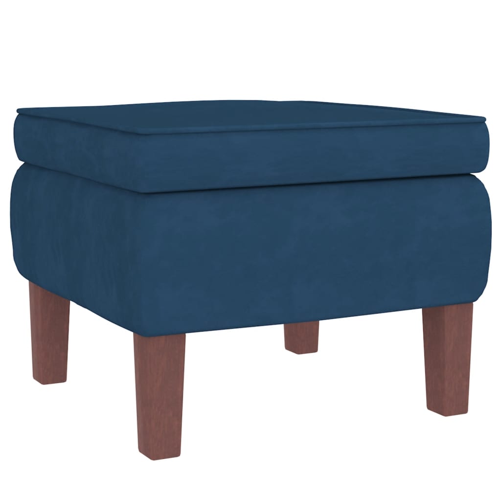 Chaise à bascule avec pieds en bois et tabouret Bleu Velours - XIOS