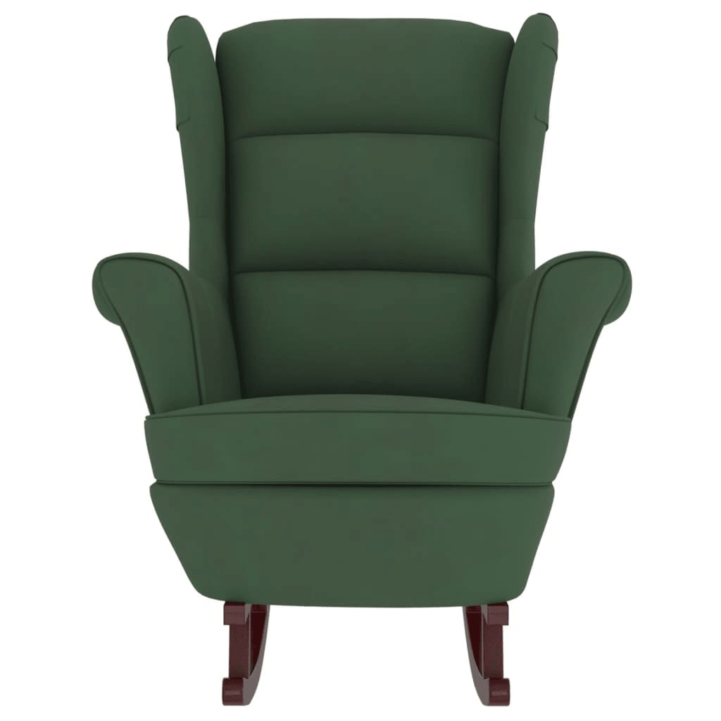 Chaise à bascule avec pieds en bois et tabouret Vert foncé - XIOS