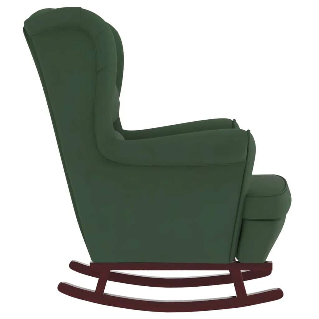 Chaise à bascule avec pieds en bois et tabouret Vert foncé - XIOS