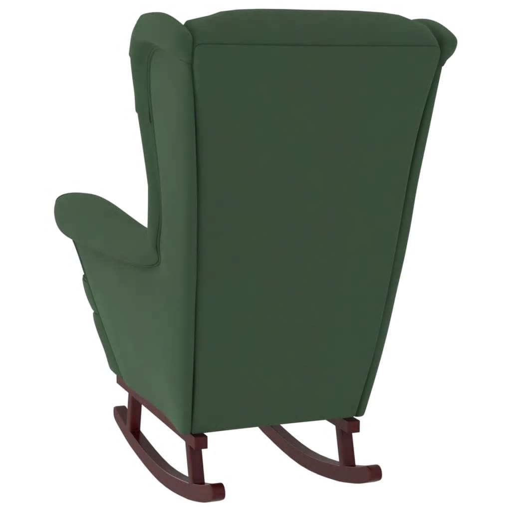 Chaise à bascule avec pieds en bois et tabouret Vert foncé - XIOS