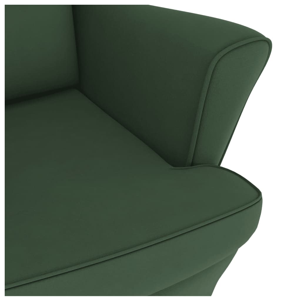 Chaise à bascule avec pieds en bois et tabouret Vert foncé - XIOS