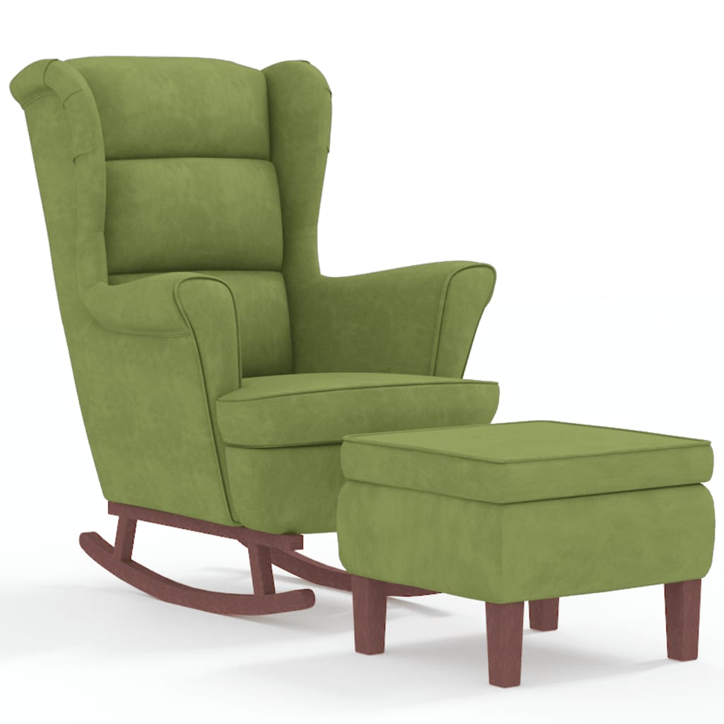 Chaise à bascule avec pieds en bois et tabouret Vert clair - XIOS