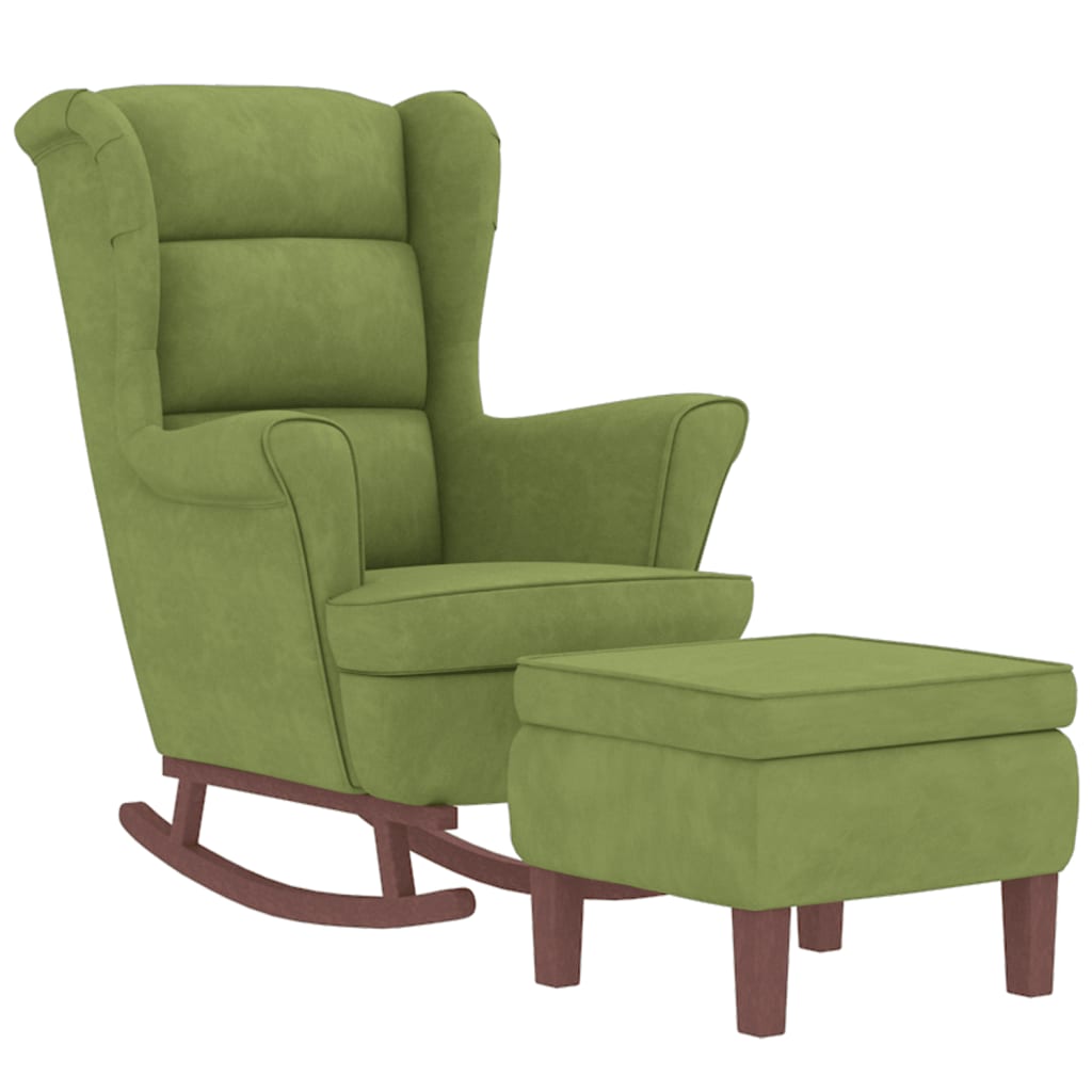Chaise à bascule avec pieds en bois et tabouret Vert clair - XIOS