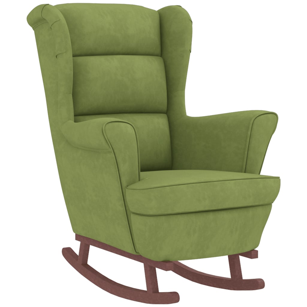 Chaise à bascule avec pieds en bois et tabouret Vert clair - XIOS